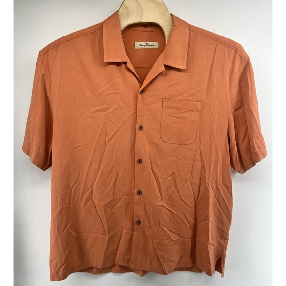 Tommy Bahama Other - Tommy Bahama Mens XXL Silk Button Front Camp Shirt Mid Orange Solid